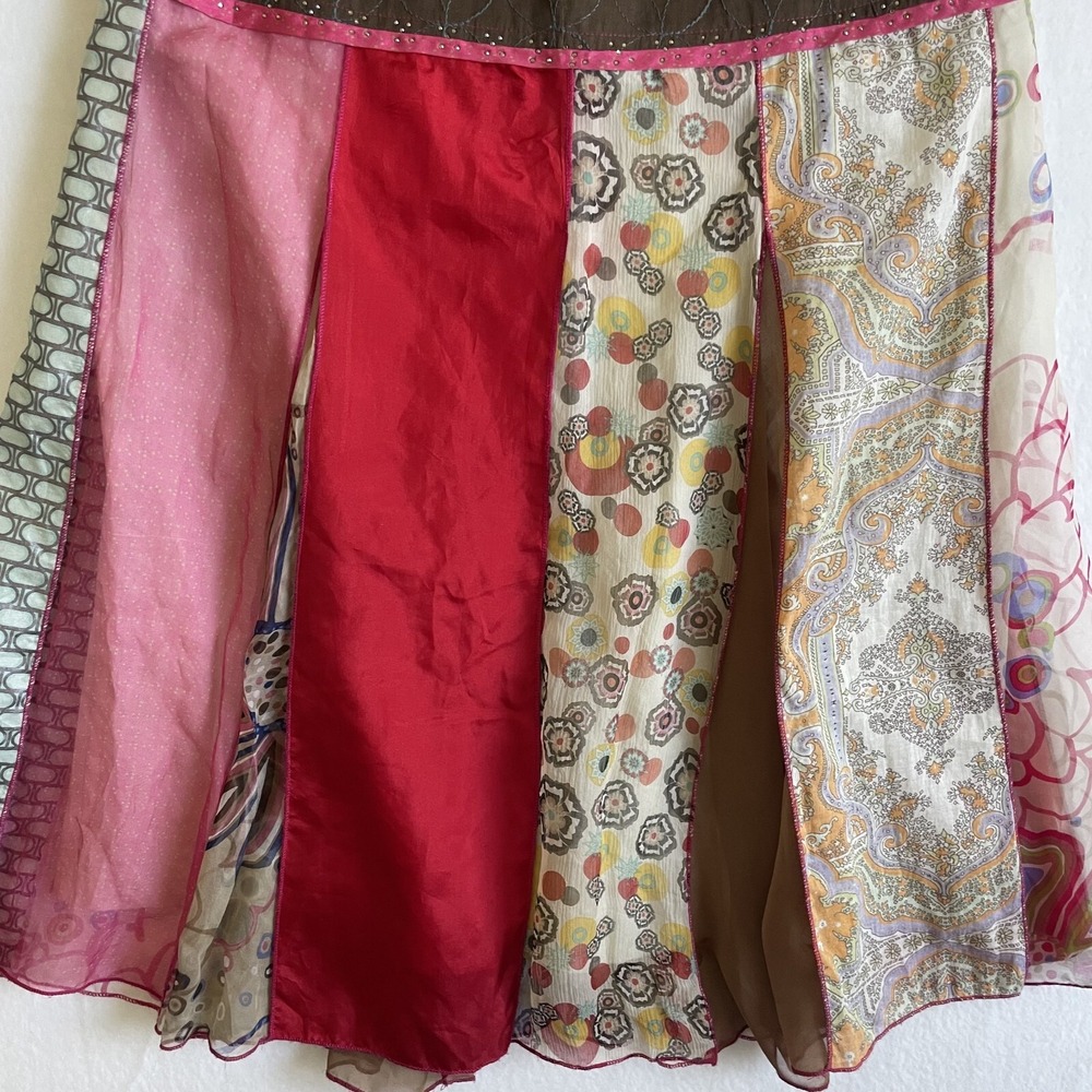 VTG Anthropologie Aquarius Silk Scarf Skirt Y2K Boho Whimsical Festival Floral 8 - Picture 3 of 7